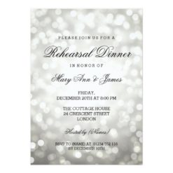 Elegant Rehearsal Dinner Silver Glitter Lights Card