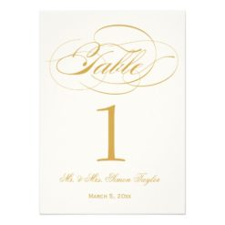 Elegant Script Table Number - Gold