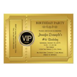 Elegant VIP Golden Ticket Birthday Party Card