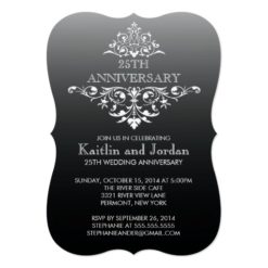 Elegant Vintage Black Flourish Anniversary Party Card