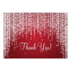 Elegant Wedding Thank You Note Night Dazzle Red Card