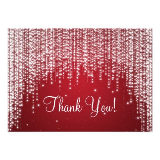 Elegant Wedding Thank You Note Night Dazzle Red Card