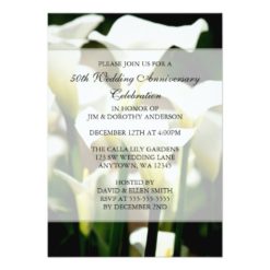 Elegant White Calla Lily 50th Wedding Anniversary Card