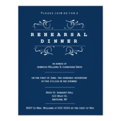 Elegant navy rehearsal dinner invitations