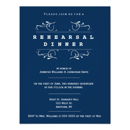 Elegant navy rehearsal dinner invitations