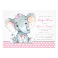 Elephant Baby Girl Shower Invitations