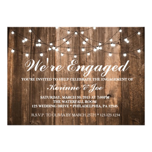 Engagement Invitation Wood and Lights