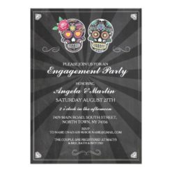 Engagement Party Chalk Sugar Skulls Couples Invite