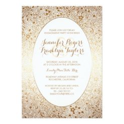 Engagement Party Gold Floral Vintage White Card