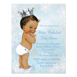 Ethnic Boy Prince Winter Wonderland Baby Shower Card - Image 2