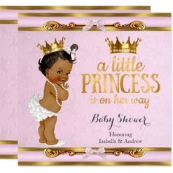 Ethnic Little Princess Baby Shower Pink Gold Card
