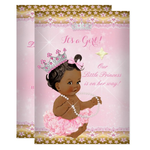 Ethnic Princess Baby Shower Pink Tutu Gold Tiara A Card