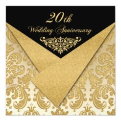 FAUX Flaps Damask 20th Anniversary Invitation