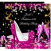 Fabulous Hot Pink Glitter High Heel 50th Birthday Card