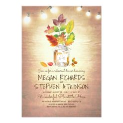 Fall Leaves Mason Jar Rustic Rehearsal Dinner Card