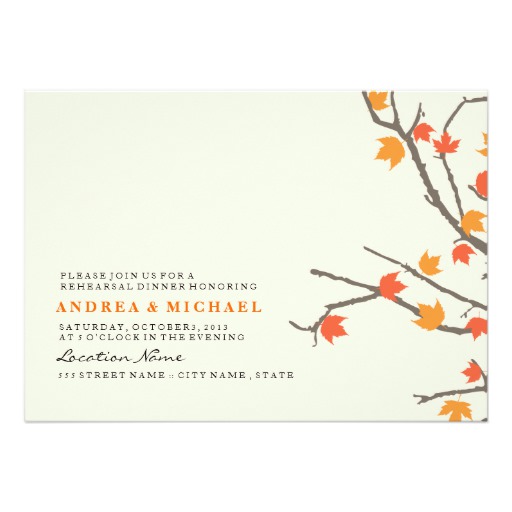 Fall Leaves Rehearsal Dinner Invite