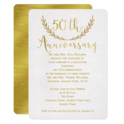Faux Gold Calligraphy 50th Anniversary Invitation