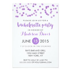 Faux Purple Glitter Bachelorette Party Card