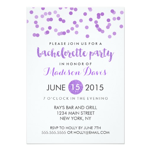 Faux Purple Glitter Bachelorette Party Card