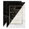 Faux gold chic black white marble block Sweet 16 Card