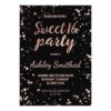 Faux rose gold confetti splatters script Sweet 16 Card