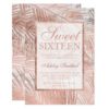 Faux rose gold palm tree marble chic Sweet 16 Card