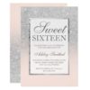 Faux silver glitter pink elegant chic Sweet 16 Card