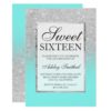 Faux silver glitter teal chic Sweet 16 Card