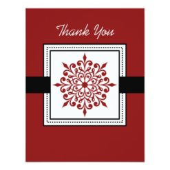 Festive Snowflake Red Thank You Card