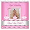 First Birthday Girl Pink Cupcakes White Baby Card