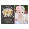 First birthday invitation Girl Pink Gold mint