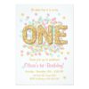 First birthday invitation Girl Pink Gold mint
