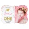 First birthday invitation Princess Gold Pink
