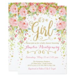 Floral Butterfly Girl Baby Shower Invitation