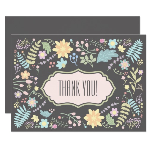 Floral Design Wedding Thank You Flat Cards