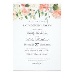 Floral Peach Watercolor Wedding Engagement Party Card