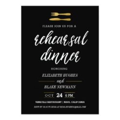Fork & Knife Faux Foil Rehearsal Dinner Invite