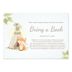 Fox Teepee Bring a book card Woodland Baby Shower
