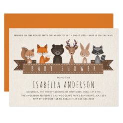 Friends of the Forest Woodland Animals Baby Shower Card