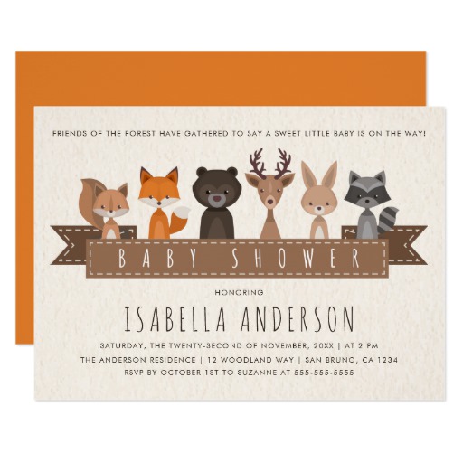 Friends of the Forest Woodland Animals Baby Shower Card