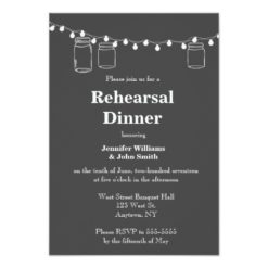 Mason jar lights rehearsal dinner invitations