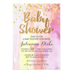 Girl Baby Shower Modern Watercolor Invitation