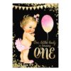 Girls 1st Birthday Gold Foil Glitter Card
