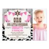 Girls Hot Pink Wild West 1st Birthday Invitation