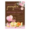 Girls Little Pumpkin Rustic Wood 1st Birthday Card