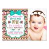 Girls Tribal First 1st Birthday Party Card