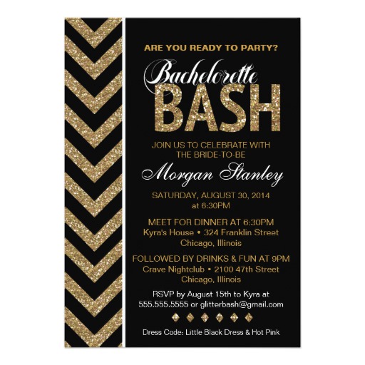 Glitter Bachelorette Bash Party Invitation