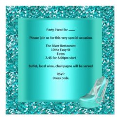 Glitter Bachelorette Party Aqua Teal Blue Card - Image 2