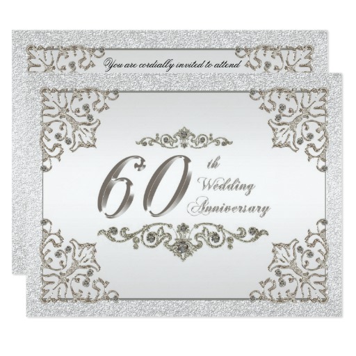 Glitter Diamond 60th Wedding Anniversary Invite