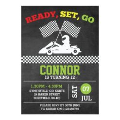 Go-Karting themed birthday party invitation